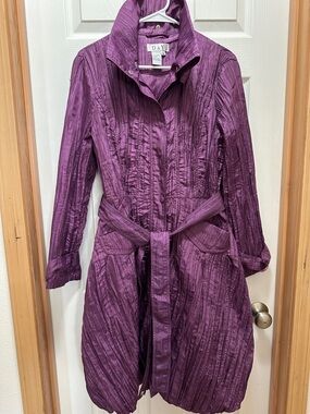 D&Y Purple Textured Trench Coat